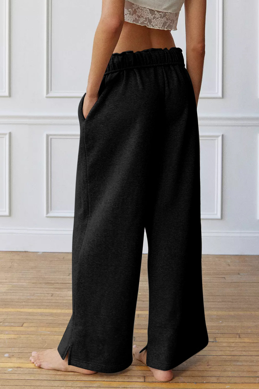 Drawstring Wide Leg Athleisure Pants