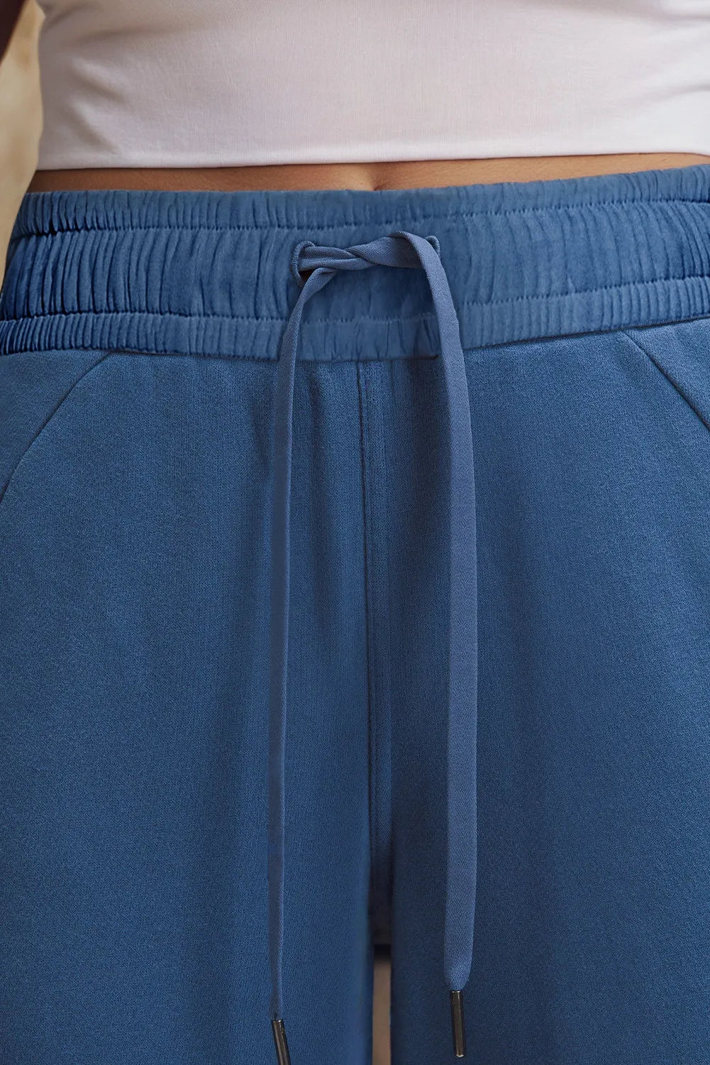 Denim Blue Wide Leg Athleisure Pants