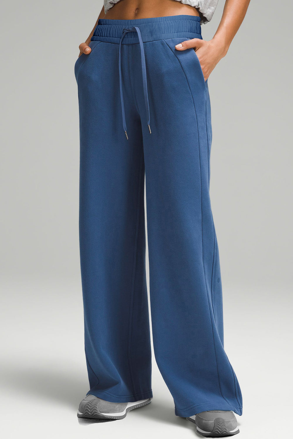 Denim Blue Wide Leg Athleisure Pants