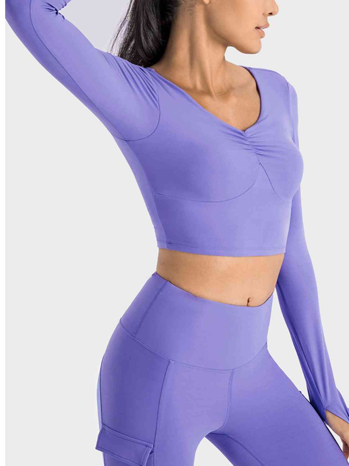 Ruched Long Sleeve Crop Top